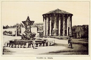 Rooma: Vestan temppeli (litho) tekijältä Italian School