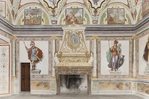 Jupiterin ja Merkuriuksen huone: Mars ja Minerva (fresko) tekijältä Italian School