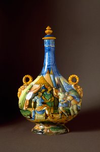 Kohtauksia Ovideksen Metamorfoosista. Keraaminen karahvi valmistettu Urbinossa Italian Fontanan työpajassa. 1500-luvun Firenze, Museo Nazionale del Bargello tekijältä Italian School
