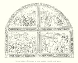 Spinello Aretino, Episode de la vie de San Benedetto, Sacristie de San Miniato (kaiverrus) tekijältä Italian School