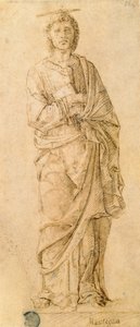 Pyhä Johannes evankelista, joka johtuu joko Giovanni Bellinistä (n. 1430-1516) tai Andrea Mantegnasta (1430-1516) (kynä ja muste paperille) tekijältä Italian School