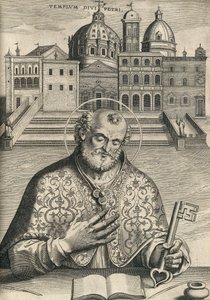 St Pietari Pyhän Pietarin basilikan edessä Septem Urbis Primariae -kirkosta, pubista. 1599 tekijältä Italian School
