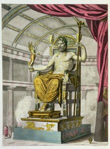 Jupiterin patsas temppelissä, Costumi dei Romanista, kaiverrus Angelo Biasioli (1790-1830), n. 1805-20 (akvatinta) tekijältä Italian School