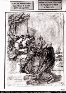 Tutkimus Galileon kerättyjen teosten nimisivulle, 1656 tekijältä Italian School