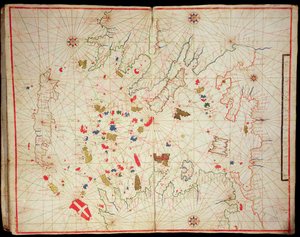 Egeanmeri, merenkulkuatlasista, 1646 (muste vellum) (katso myös 330940) tekijältä Italian School