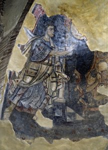 Ilmoitus Sakarjalle, yksityiskohta 8. ja 9. vuosisadan freskosarjasta (fresko) tekijältä Italian School