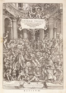 Kirjoittaja suorittaa anatomista dissektiota kirurgisessa teatterissa, 1543 tekijältä Italian School