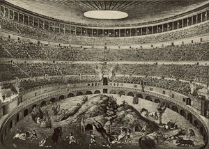 Colosseum, suuren pedon takaa-ajo (litho) tekijältä Italian School