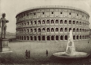 Colosseum kunnostettu (litho) tekijältä Italian School