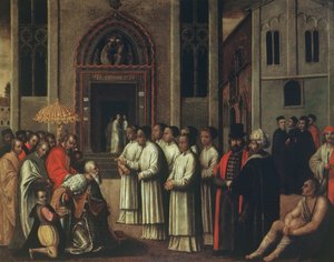Doge Ziani tapaa paavi Aleksanteri III:n (1105-81) Caritassa vuonna 1172 tekijältä Italian School