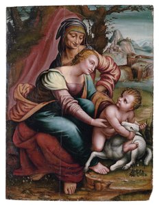 Madonna ja lapsi Pyhän Annan kanssa, Pohjois-Italia tekijältä Italian School