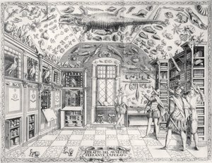 Ferrante Imperaton (1550-1631) pubin keisari Ferdinand III:n luonnontieteellinen museo Historia Naturalesta. vuonna 1672 tekijältä Italian School