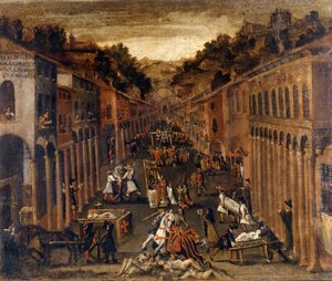 Vuoden 1630 rutto Bolognassa. maali. Pankin omaisuus Bolognassa tekijältä Italian School