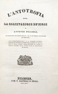 Nimisivu, Antonio Picciolin teoksesta Antotrophy or The Cultivation Of Flowers, pub. 1834 (kaiverrus) tekijältä Italian School
