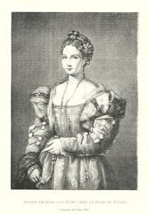 Tiziano Vecellio, La Flora, Dite La Belle du Titien, Collection du Palais Pitti (kaiverrus) tekijältä Italian School