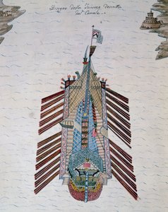 Trireme (laiva kolmella airopenkillä), tutkielmasta merimiliisistä, Cristoforo Canalin varrella (1510-1562), Italia tekijältä Italian School
