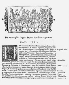 Useita kieliä, kuvitus Olaus Magnuksen (1490-1558) teoksesta Northern Nations, julkaistu Roomassa, 1555 tekijältä Italian School