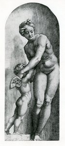 Venus ja Amor, 1600-luku tekijältä Italian School