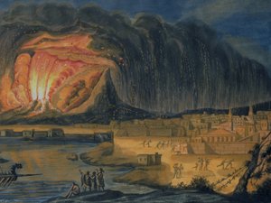 Vesuvius purkautuu Napolin lähellä, n. 1815 tekijältä Italian School