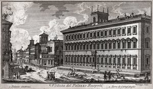 Via del Corso, Rooma. (kaiverrus tekijältä Italian School