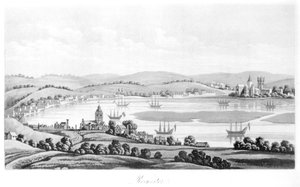 Näkymä Rochesteriin vuonna 1669, teoksesta Travels of Cosimo III (1642-1723) Toscanan suurherttua, Englannin halki Kaarle II:n hallituskaudella, Englanninkielinen käännös, julkaistu 1821 tekijältä Italian School
