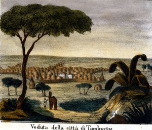 Näkymä Timbuktun kaupungista Malissa 1800-luvulla. tekijältä Italian School