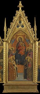 Neitsyt ja lapsi valtaistui kahdeksan pyhän kanssa (keskipaneeli), n. 1330-70 (tempera paneelissa) tekijältä Italian School