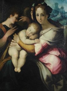 Neitsyt ja lapsi, tuntematon taiteilija Toscanasta, 1500-luvun puoliväli (öljy kankaalle). tekijältä Italian School