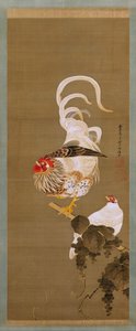 Kana ja kukko viiniköynnöksen kanssa, 1792.