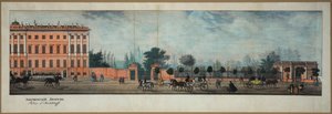 Perspective Nevski - Anichkovin palatsi. Ivanovin Nevski Prospektin panoraamasta Ivan Aleksejevitš (1779-1848) tekijältä Ivan Alekseevich Ivanov