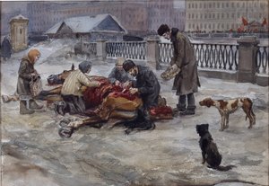 Nälkävuodet Petrogradissa, Vladimirov, Ivan Aleksejevitš (1869-1947). Akvarelli, guassi paperille tekijältä Ivan Alexeyevich Vladimirov