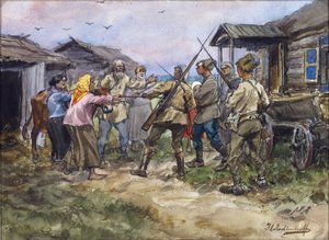 Nautakarjan hankinta puna-armeijalle kylässä lähellä Lugaa tekijältä Ivan Alexeyevich Vladimirov