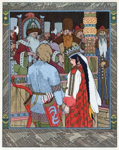 Tsarevitš Ivan, Tulilintu ja harmaa susi, noin 1899 (litografia). tekijältä Ivan Yakovlevich Bilibin