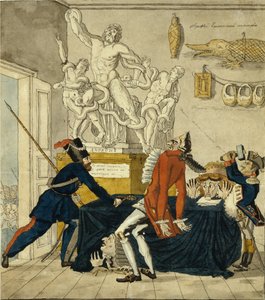 Napoleon Bonaparte myy varastettuja tavaroita, 1813 tekijältä Ivan Ivanovich Terebenev