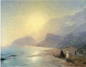 Aleksanteri Pushkin ja prinsessa Maria Raevskaja lähellä Gurzufia, 1886 tekijältä Ivan Konstantinovich Aivazovsky