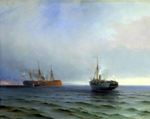 Turkkilaisen sotilaskuljetuksen "Messinan" vangitseminen 13. joulukuuta 1877. tekijältä Ivan Konstantinovich Aivazovsky