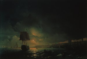 Näkymä Odessan yli kuutamoyönä, 1896 tekijältä Ivan Konstantinovich Aivazovsky