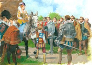 Elizabeth I toivotetaan tervetulleeksi Kenilworthin linnaan, 1570-luku, 1990-2010 tekijältä Ivan Lapper