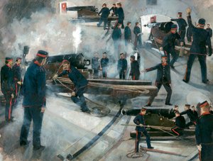 Asemiehistö, Dartmouth Point Battery -kasematit, Dartmouthin linna, 1800-luvun loppu, 1990-luku. tekijältä Ivan Lapper