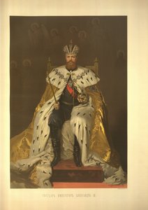 Keisari Aleksanteri III:n kruunausmuotokuva kruunausalbumista, 1883 tekijältä Ivan Nikolaevich Kramskoy