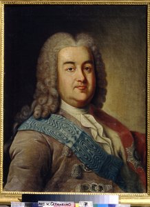 Prinssi Aleksis Mikhailovich Cherkasskyn (1680-1742) muotokuva (Prinssi A.M.Cherkasskyn muotokuva). Maalaus Ivan Petrovitš Argunov (Argunov) (1729-1802), öljy kankaalle, 1700-luvun puoliväli. 1700-luvun venäläinen taide. Valtion keramiikka- ja maalaismuseo