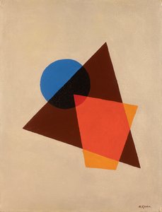 Koostumus läpinäkyvällä punaisella, ruskealla ja sinisellä, 1920.
