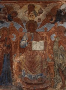 Fresko Neitsyt Marian katedraalissa, Novgorod, 1700-luvun alku.