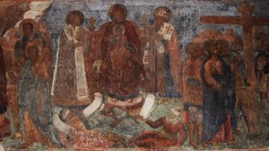 Fresko Neitsyt Marian katedraalissa, Novgorod, 1700-luvun alku.