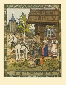 Kuvitus satuun Finist-haukkan sulka, 1901-1902 tekijältä Ivan Yakovlevich Bilibin