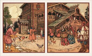 Kuvitus Tarinaan kalastajasta ja kalasta, 1933 tekijältä Ivan Yakovlevich Bilibin