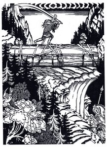 Ilja Muromets ja Svjatogor, 1934 tekijältä Ivan Yakovlevich Bilibin