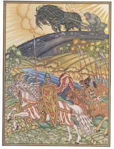 Volga Svyatoslavich ja Mikula Seljaninovich, 1940 tekijältä Ivan Yakovlevich Bilibin