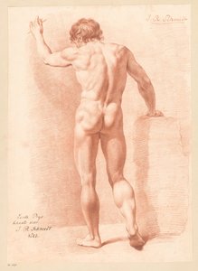 Seisova miesalastoma, takaa katsottuna (1. palkinto 1805) tekijältä Izaak Riewert Schmidt