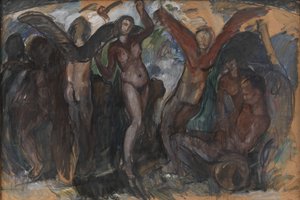 Figuuri Sävellys Bacchantin kanssa tekijältä J.A. Jerichau